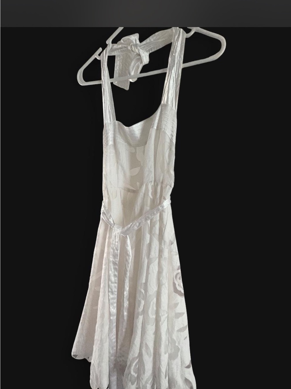 White Floral Satin-Trim Sundress